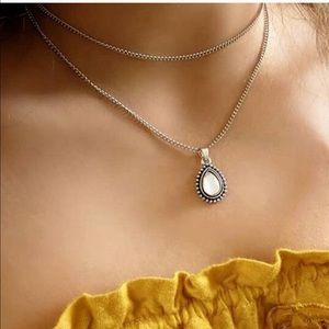 2 Layered Antique Style White Stone Necklace